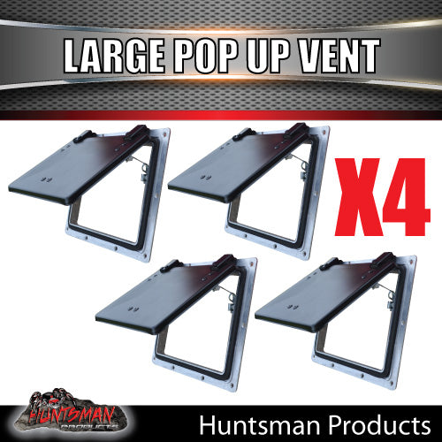 X4 Large black pop up ROOF AIR VENTS for Trailer Canopy Truck Horse Float Caravan