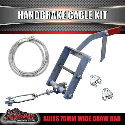 Mechanical Brake Marine Lever & cable kit suit 75mm Draw Bar
