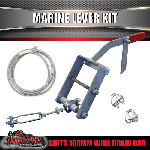 Mechanical Brake Marine Lever & cable kit suit 100mm Draw Bar
