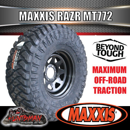 245/75R16 L/T MAXXIS RAZR MT772 ON 16" BLACK STEEL WHEEL. 245 75 16