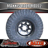 235/85R16 L/T MAXXIS RAZR MT772 ON 16" BLACK STEEL WHEEL. 235 85 16