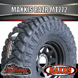 315/75R16 L/T MAXXIS RAZR MT772 ON 16" BLACK STEEL WHEEL. 315 75 16