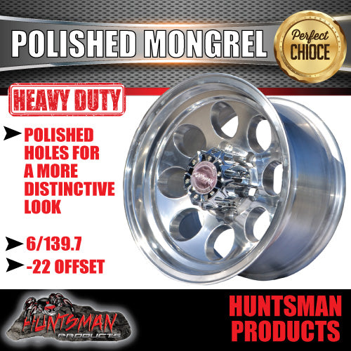 16X8 -22 Mongrel Alloy Wheel 6/139.7 pcd. Polished Finish