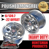 16X8 -22 Mongrel Alloy Mag Wheel Rim 6/139.7 pcd. Polished Finish. Fits Landcruiser, Patrol, Hilux, BT50, Ranger Etc