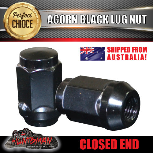 1 x 7/16" Inch x 35mm Black Wheel Nut Steel / Alloy Mags Holden & Trailer