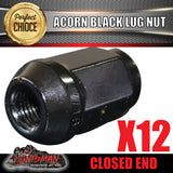 12 Pcs 12x1.25 x 35mm Black Wheel Acorn Lug Nuts suit Nissan Patrol Suzuki etc