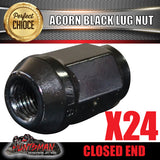 24 Pcs 12x1.25 x 35mm Black Wheel Acorn Lug Nuts suit Nissan Patrol Suzuki etc