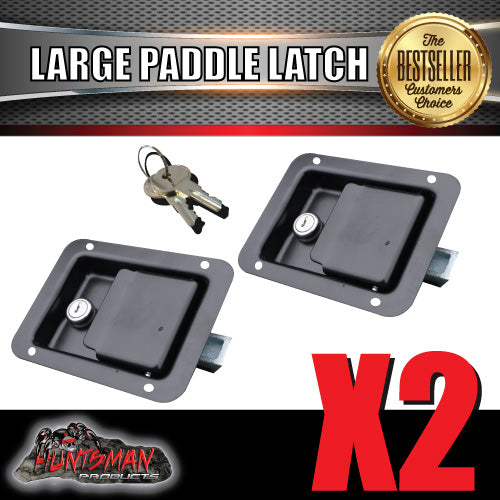 x2 Large Black Paddle Handle Lock Latch for Caravan Ute Truck Toolbox