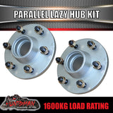 x2 1600KG Gal Parallel 6 Stud Trailer Hubs 50mm Solid Stub Axles