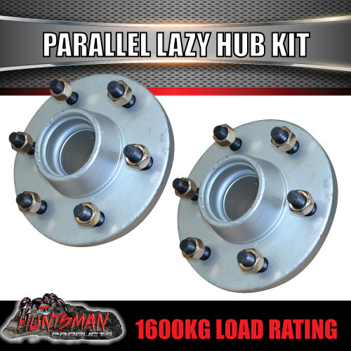 x2 1600KG Gal Parallel 6 Stud Trailer Hubs 50mm Solid Stub Axles