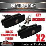 x2 Slim T Handle Pop Up Lock Latch for Trailer 4x4 Ute Caravan Canopy Tool box