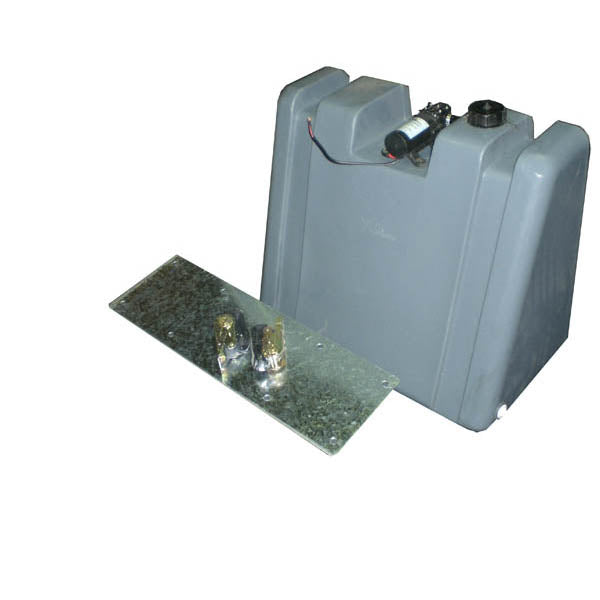 60 LITRE UPRIGHT WATER TANK WITH MOUNT KIT AND 12V PUMP.  PRV60-P-MK