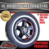 14" Trailer Caravan Ford Pattern Raider Mag & 205/75R14C Whitewall Tyre. 205 75 14