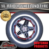 14" Trailer Caravan Ford Pattern Raider Mag & 205/75R14C Whitewall Tyre. 205 75 14