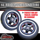 14" Trailer Caravan Ford Pattern Raider Mag & 205/75R14C Whitewall Tyre. 205 75 14