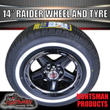 14" Trailer Caravan Ford Pattern Raider Mag & 205/75R14C Whitewall Tyre. 205 75 14