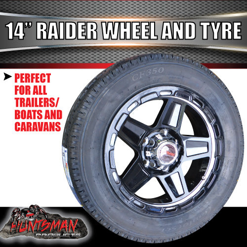 Trailer Caravan Low Profile 14" & 175/65R14C LT Tyre Raider Alloy Wheel suits Ford. 175 65 14