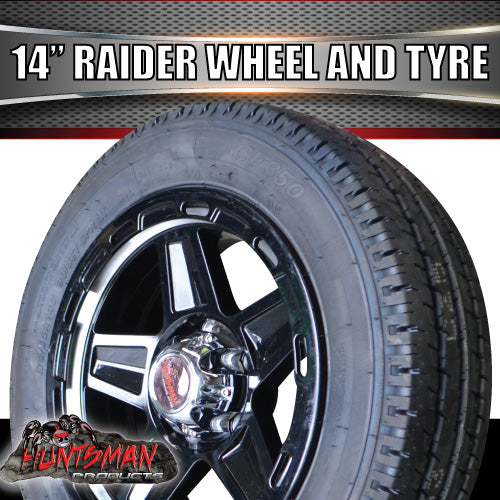Trailer Caravan Low Profile 14" & 175/65R14C LT Tyre Raider Alloy Wheel suits Ford. 175 65 14