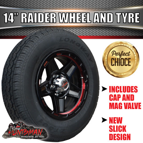 14" Trailer Caravan Raider Alloy Mag & 195R14C Tyre suits Ford. 195 14