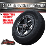 14" Trailer Caravan Raider Alloy Mag &195R14C Tyre. suits Ford. 195 14
