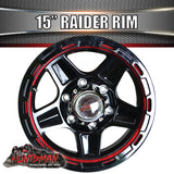 15X6 6 Stud Red Ring Raider Alloy Mag Wheel Caravan Trailer Boat Jetski 6/139.7 PCD