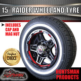 15" Trailer Caravan 6 Stud Raider Mag & Rim & 195R15C Whitewall Tyre. 195 15