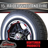 15" Trailer Caravan 6 Stud Raider Mag Rim & 205/75R15C Whitewall Tyre. 205 75 15