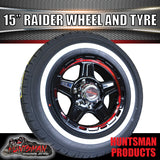 15" Trailer Caravan 6 Stud Raider Mag Rim & 205/75R15C Whitewall Tyre. 205 75 15