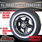 15" Trailer Caravan 6 Stud Raider Mag Rim & 205/75R15C Whitewall Tyre. 205 75 15