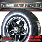 15" Trailer Caravan 6 Stud Raider Mag Rim & 205/75R15C Whitewall Tyre. 205 75 15