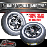 15" Trailer Caravan 6 Stud Raider Mag Rim & 205/75R15C Whitewall Tyre. 205 75 15