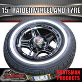 15" Trailer Caravan 6 Stud Raider Mag Rim & 205/75R15C Whitewall Tyre. 205 75 15