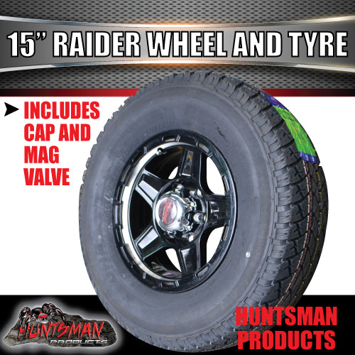 15" Trailer Caravan 6 Stud Raider Mag & 235/75R15 LT Tyre. 235 75 15