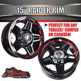 15X6 6 Stud Red Ring Raider Alloy Mag Wheel Caravan Trailer Boat Jetski 6/139.7PCD-1