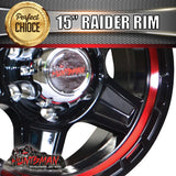 15X6 6 Stud Red Ring Raider Alloy Mag Wheel Caravan Trailer Boat Jetski 6/139.7 PCD
