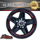 14x5.5" Ford Stud Raider Red Ring Alloy Mag Wheel Rim for Caravan Boat Jetski Trailer