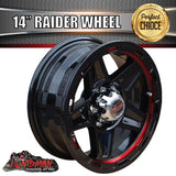 14x5.5" Ford Stud Raider Red Ring Alloy Mag Wheel Rim for Caravan Boat Jetski Trailer
