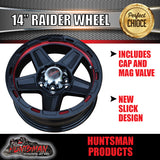 14x5.5" Ford Stud Raider Red Ring Alloy Mag Wheel Rim for Caravan Boat Jetski Trailer