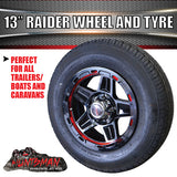 13" Trailer Caravan Raider Alloy Rim & 175R13C Tyre suits Ford. 175 13