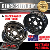 14" BLACK POWDERCOATED TRAILER RIM: SUITS FORD PATTERN