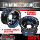 16X8 6/139.7 PCD -23 Offset Steel Imitation Beadlock Rim.  Fits Landcruiser, Patrol etc