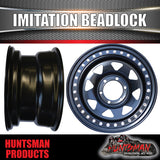 16X8 6/139.7 PCD 0 Offset Steel Imitation Beadlock Rim.  Fits Landcruiser, Patrol, Ranger etc
