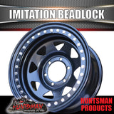 16X8 6/139.7 PCD 0 Offset Steel Imitation Beadlock Rim.  Fits Landcruiser, Patrol, Ranger etc
