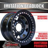 16X8 6/139.7 PCD 0 Offset Steel Imitation Beadlock Rim.  Fits Landcruiser, Patrol, Ranger etc