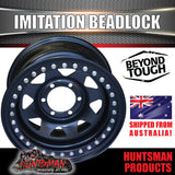 16X8 6/139.7 PCD 0 Offset Steel Imitation Beadlock Rim.  Fits Landcruiser, Patrol, Ranger etc