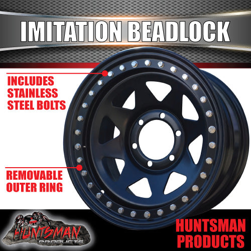 17X8 6/139.7 PCD +20 Offset Steel Imitation Beadlock Rim.  Fits Ranger, Hilux, D-Max, BT-50 etc