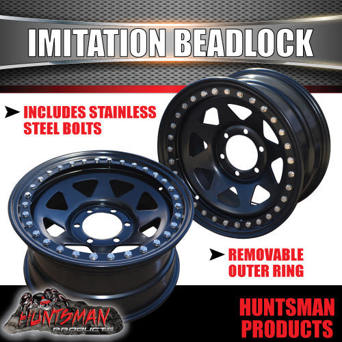 17X8 6/139.7 PCD +20 Offset Steel Imitation Beadlock Rim.  Fits Ranger, Hilux, D-Max, BT-50 etc