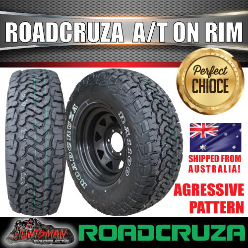 225/75R16 L/T Roadcruza  RA1100 on 16" Black Steel Rim. 225 75 16