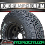 33X12.5R17 RA1100 Roadcruza on 17" Black Steel Wheel. 33 12.5 17