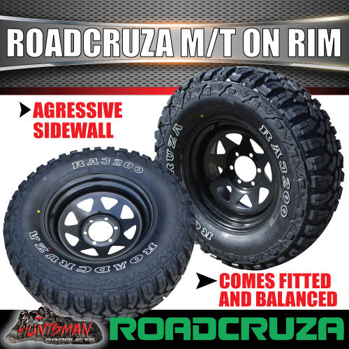 265/75R16 L/T Roadcruza Mud tyre on 16" black steel wheel. 265 75 16